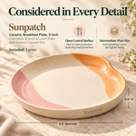 Torqenva™ Sunpatch Ceramic Breakfast Plate, 9 Inch — Colorblock Brunch & Lunch Plate with Raised Crescent Rim