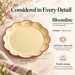 Torqenva™ Bloomline Ceramic Dinner Plate, 10.5 Inch — Scalloped Floral Stoneware Plate with Contrasting Rim