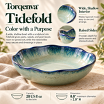 Torqenva™ Tidefold Ceramic Pasta Bowl, 28 fl oz — Wide Shallow Stoneware Bowl for Pasta, Salads & Grain Bowls