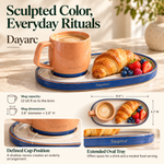 Torqenva™ Dayarc Ceramic Coffee Mug & Breakfast Tray Set — 12 fl oz Mug with Oval Pastry Plate